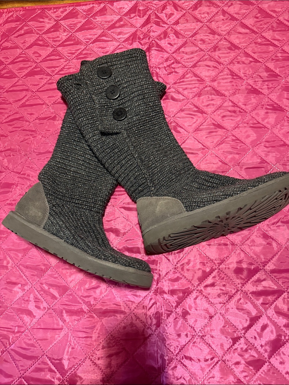 Ugg Cardy Knit Wool Button Tall Boots Size 10